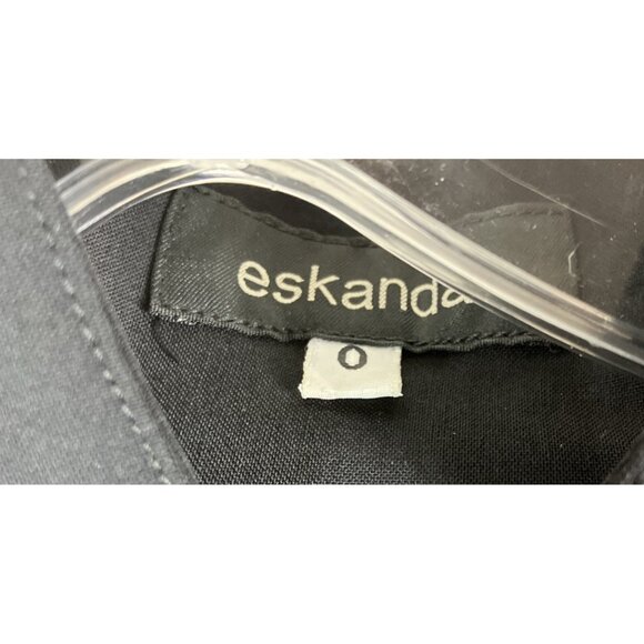 0 Eskandar Crop  Fine Wool boxy drape small Stand collar black blouse top - Picture 2 of 3